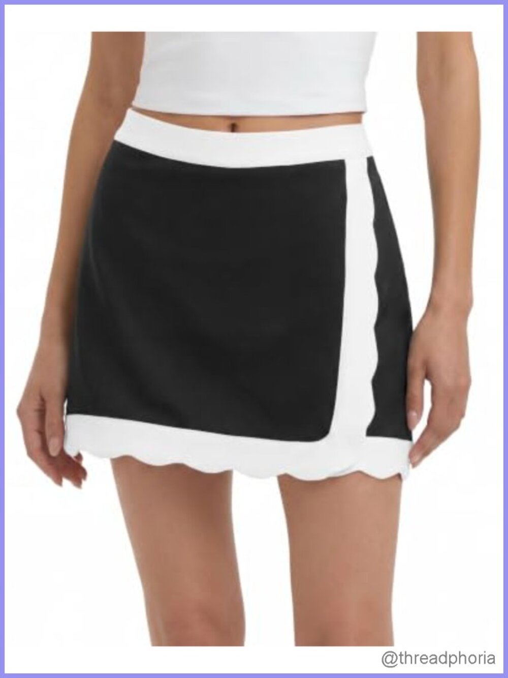 High Waisted Athletic Skort with Pockets - Scalloped Hem Tennis Skirt